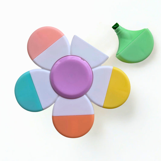 Evidenziatori fidget spinner – 5 colori a forma di fiore