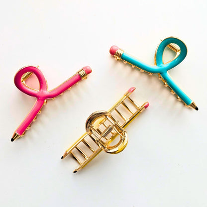 Pinza capelli metallo a forma di matita