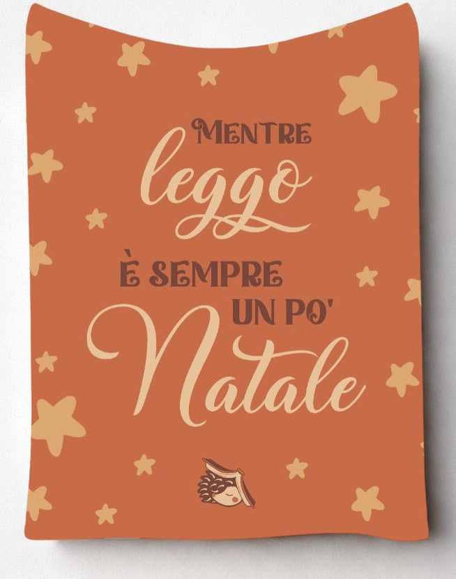 Coperta in pile invernale con scritta Mentre Leggo È Sempre Un Po' Natale – plaid morbido per lettori regalo di Natale