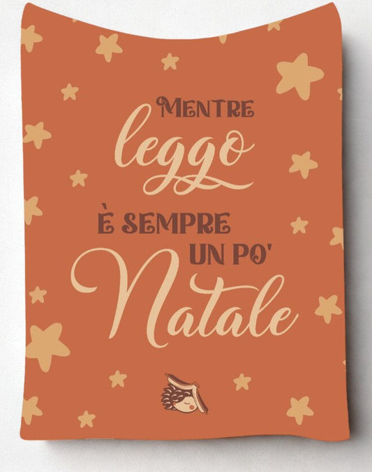 Coperta in pile invernale con scritta Mentre Leggo È Sempre Un Po' Natale – plaid morbido per lettori regalo di Natale